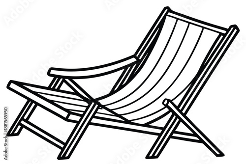 beach chair silhouette line art vector illustration
