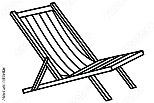 beach chair silhouette line art vector illustration