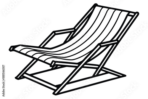 beach chair silhouette line art vector illustration