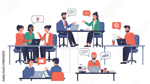 Team Meeting with Laptops and Discussion.