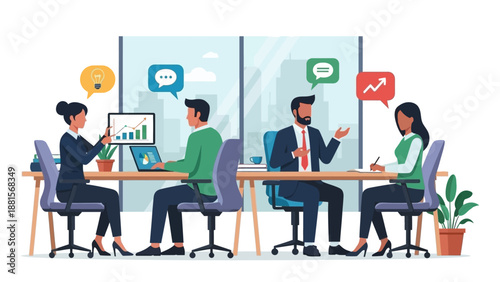 Business Professionals Discussing Ideas in Meeting Room.