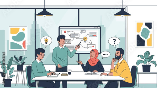 Team Meeting with Colleagues Discussing Project.