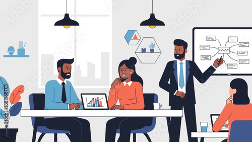 Business Team Meeting with Presentation.