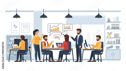 Team Meeting in Modern Office Setting.