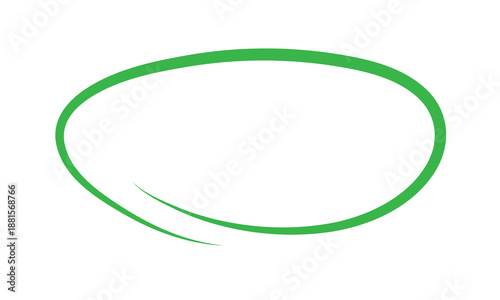 Hand drawn, pen draw green circle. Highlight green circle. Line art for marking text, number, note. vector illustration eps 10 .