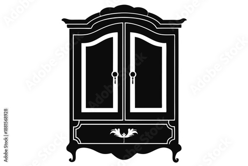 armoire silhouette line art vector illustration