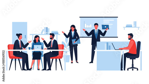 Business Professionals Discussing Project in Meeting Room.