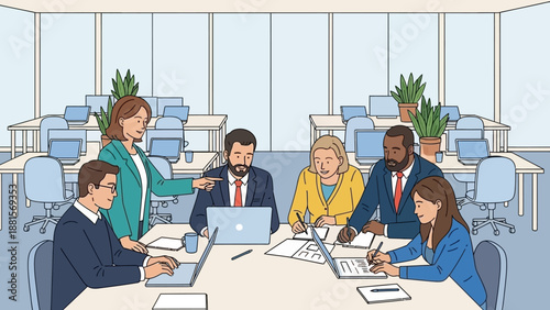 Diverse Business Team Meeting Around Table.