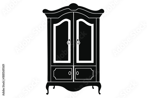 armoire silhouette line art vector illustration