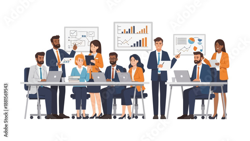 Business Team Meeting with Colleagues Discussing.