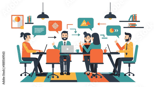 Team Collaboration Meeting Office Workspace Discussion.