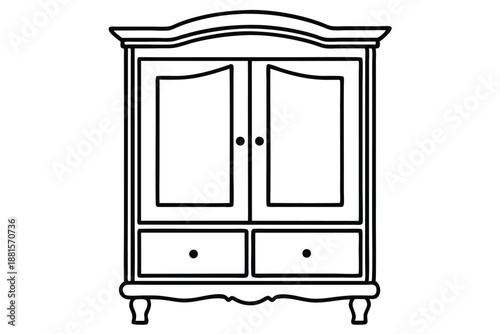 armoire silhouette line art vector illustration
