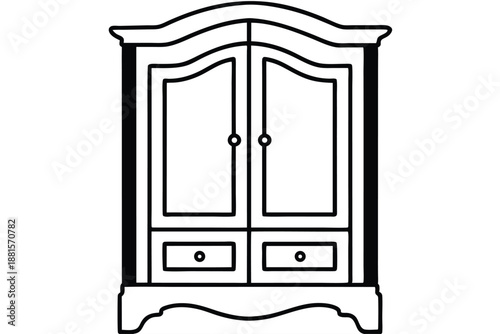 armoire silhouette line art vector illustration