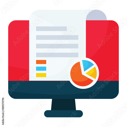 Computer business icon. Computer and file business icon