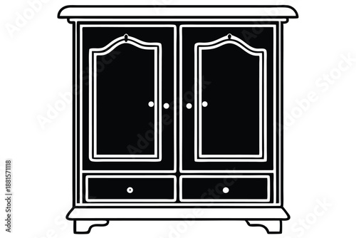 armoire silhouette line art vector illustration