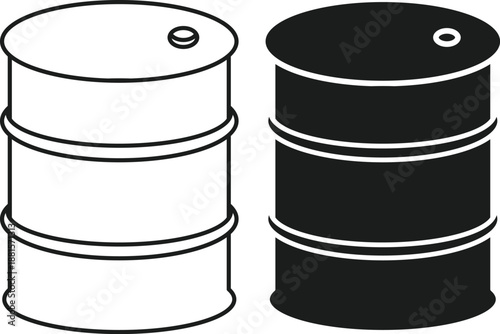 Industrial Oil Barrel And Storage Drum Symbol for Fuel, Chemical, Energy And Manufacturing vector