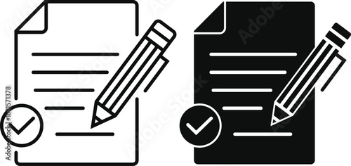 Editable Document With Pencil Symbol for File Writing, Agreement, Form And Content Management vector