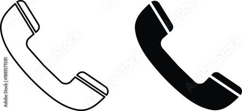 Black and white telephone handset side by side symbol communication