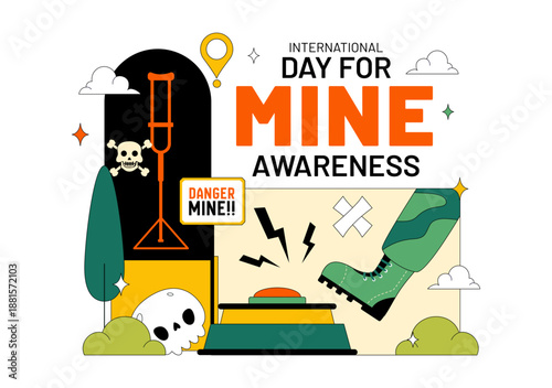 Foto International Day For Mine Awareness Vector Illustration Promoting Safety Educat