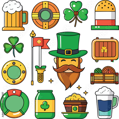 Celebrating st. patrick's day with traditional symbols Vector