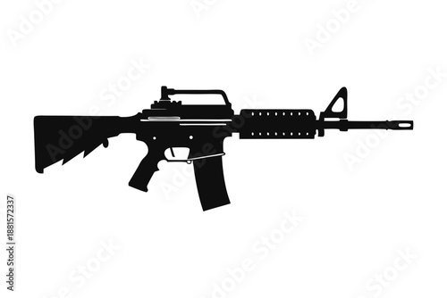 ar 15 gun silhouette line art vector illustration