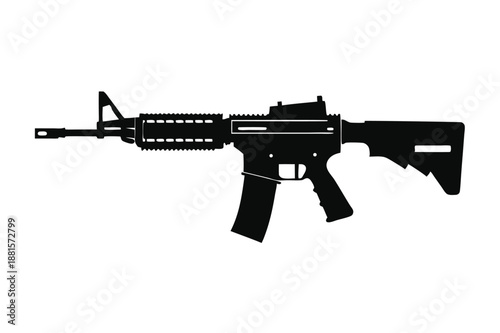ar 15 gun silhouette line art vector illustration