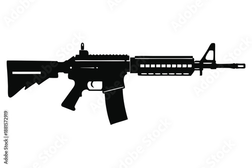 ar 15 gun silhouette line art vector illustration