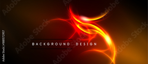 Abstract red energy flow. Bright lines create dynamic shape against dark background. Modern design element, vibrant, intense.