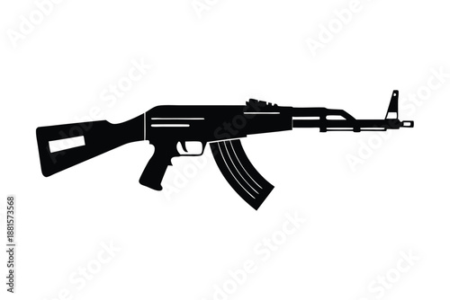 ak 47 gun silhouette line art vector illustration