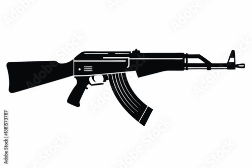 ak 47 gun silhouette line art vector illustration