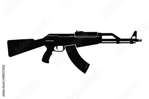 ak 47 gun silhouette line art vector illustration