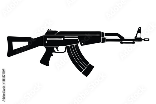 ak 47 gun silhouette line art vector illustration