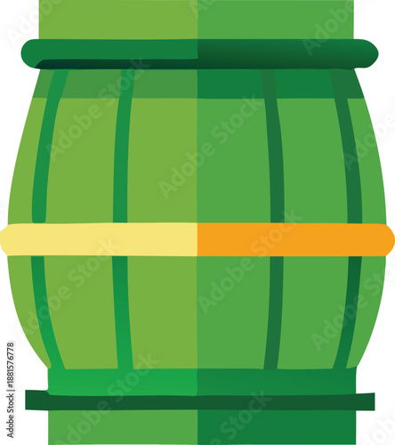 Vibrant green barrel with secure straps