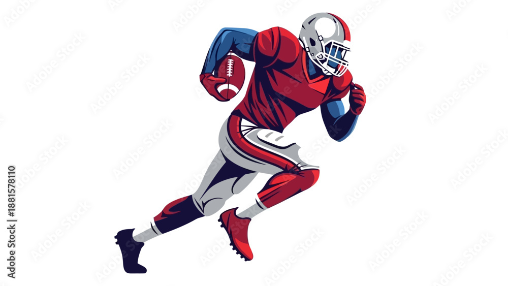 Obraz premium Dynamic Illustration of an American Football Player in Action