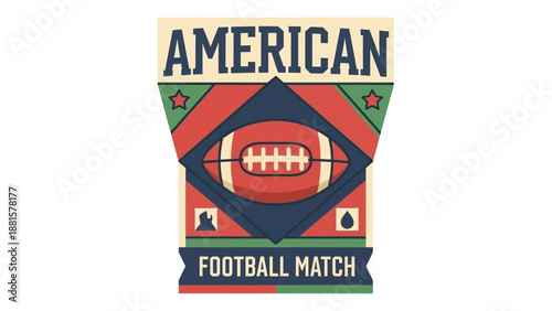 American Football Match Logo Illustration