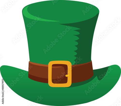 Vibrant green top hat with golden buckle