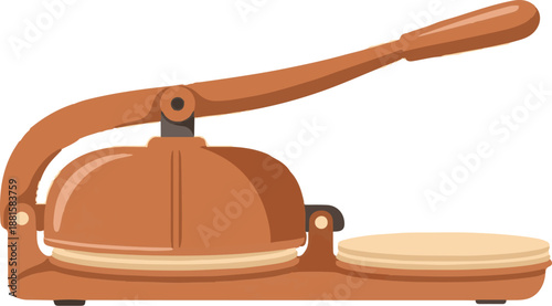 Rustic manual tortilla press for dough flattening and shaping