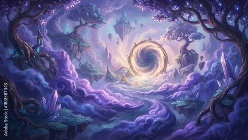 Mystical Night Forest with Enchanting Portal