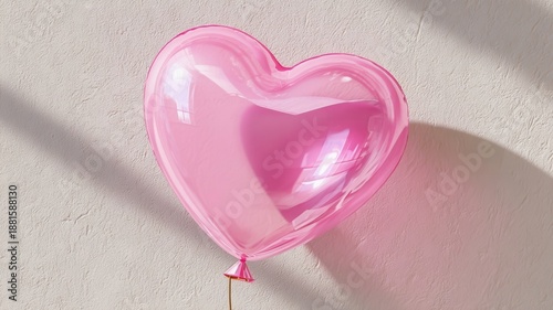 Pink heart balloon encased in clear bubble for love, romance, and valentine's day celebrations against background a solid