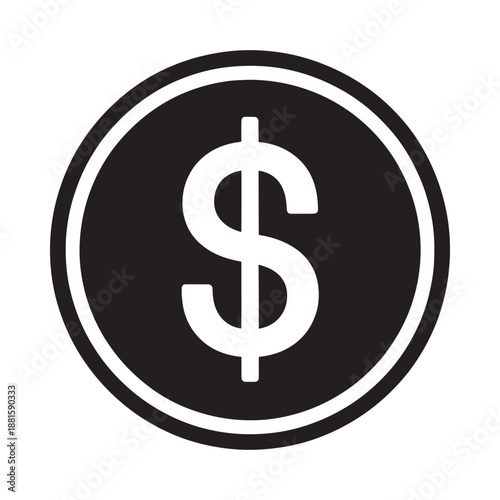 a black and white icon of a dollar sign
