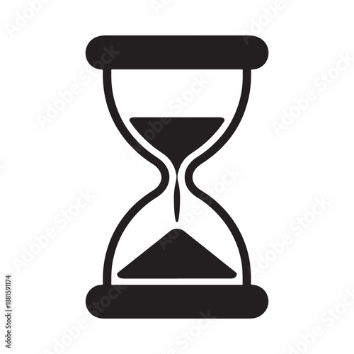 a black and white image of an hourglass