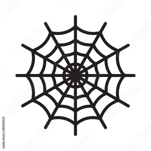 black spider web on white background simple illustration