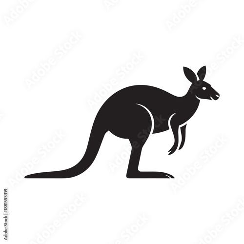 Simple black silhouette of a kangaroo standing in a neutral pose