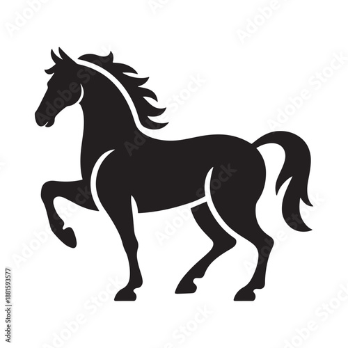 Konstfotografi A striking black silhouette of a horse rearing up on hind legs