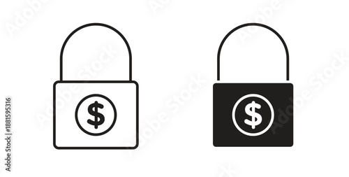 Fixed price icons. Outline icons vector collection. flat illustrations