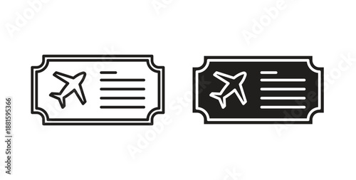Flight tickets icons. Outline icons vector collection. flat illustrations