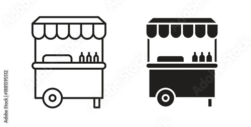 Food cart icons. Outline icons vector collection. flat illustrations