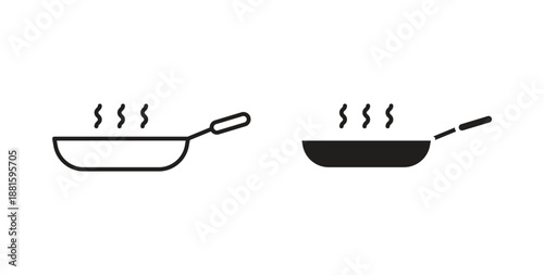 Frying pan icons. Outline icons vector collection. flat illustrations