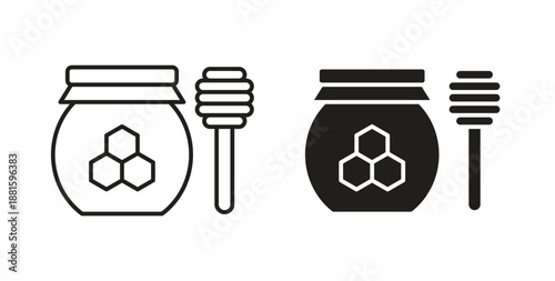 Honey jar icons. Outline icons vector collection. flat illustrations