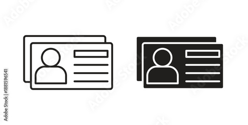 ID card icons. Outline icons vector collection. flat illustrations